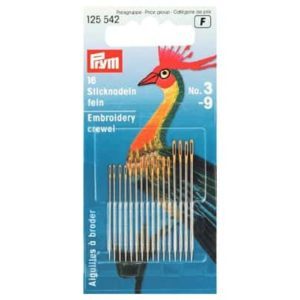 Sticknadeln fein mit Spitze sortiert  3-9