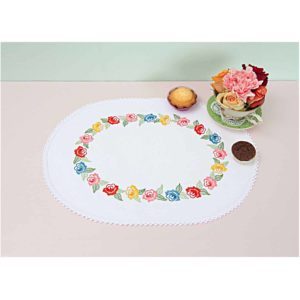 Stickpackung Deckchen oval