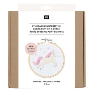 Rico Stickpackung Mini Kit Einhorn Gr. 10 cm