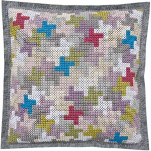 Rico Stickpkg.Kissen Pepita bunt 42 x 42 cm
