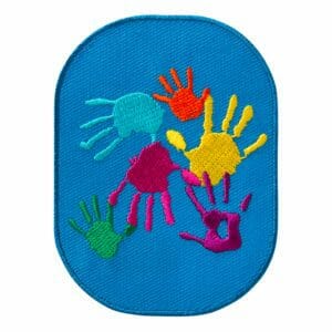 Patches blau mit Handabdruck