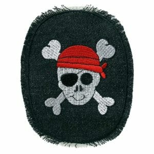 Jeanspatch Piratenkopf schwarz