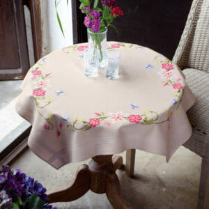 Bedruckte Deckenpackung rosa Blumen + Schmetterling