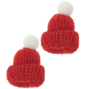 Miniatur Strickmütze rot, blau, rosa