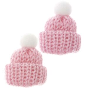 Miniatur Strickmütze rot, blau, rosa