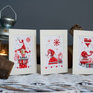 Grußkarten-3erSet Weihnachtszwerge mit Geschenke