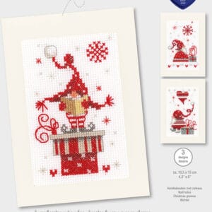 Grußkarten-3erSet Weihnachtszwerge mit Geschenke