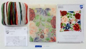 Polsterstickpackung Pfingstrosen 40 x 40 cm – Bild 3