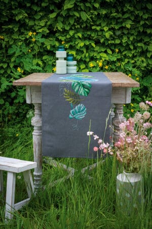 Set - Tischband bedruckt "botanische Blätter " 38 x 138 cm – Bild 2
