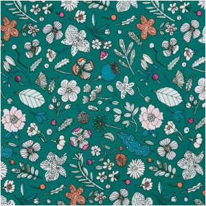 Baumwoll-Popelin Blumen mit Neon  50 x 140