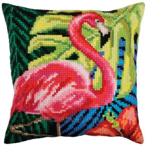 Kreuzstichkissen Pink Flamingo  40 x 40 cm