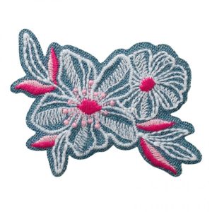 Applikation Blüten Jeans Pink